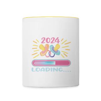 Mama 2024 werdende Mutter Schwangerschaft - Tasse zweifarbig - Weiß/Gelb - Vorne