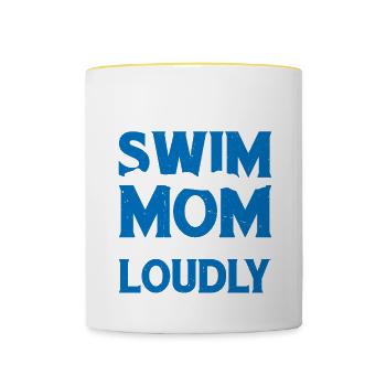Warning Swim Mom Will Shout Loudly 5 - Contrasting Mug - white/yellow - Front