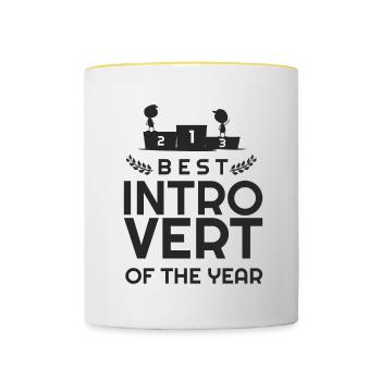 Si vous êtes introverti, prenez-le !! - Mug contrasté - blanc/jaune - Devant