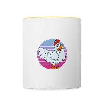 Funny Chicken Saying Chicken - Contrasting Mug - white/yellow - Front