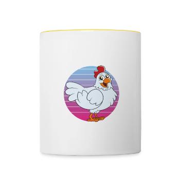 Drôle De Poulet Dire Poulet - Mug contrasté - blanc/jaune - Devant