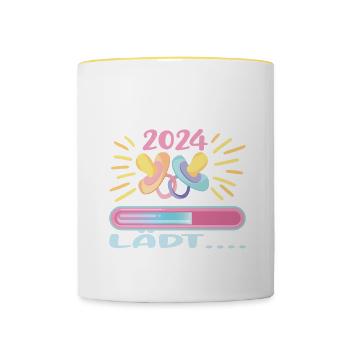 Tante 2024 Loading Tante werden 2024 - Tasse zweifarbig - Weiß/Gelb - Vorne