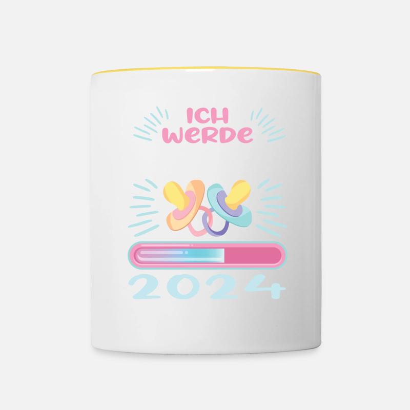 Oma 2024 werdende Oma 2024 Loading - Tasse zweifarbig - Weiß/Gelb