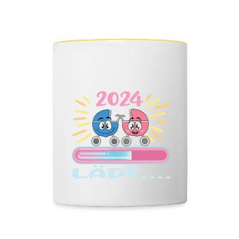 Cousine werden Cousine 2024 - Tasse zweifarbig - Weiß/Gelb - Vorne