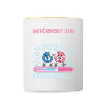Mama 2024 werdende Mutter Schwangerschaft - Tasse zweifarbig - Weiß/Gelb - Vorne