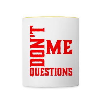 Ne me posez pas de questions 6 - Mug contrasté - blanc/jaune - Devant