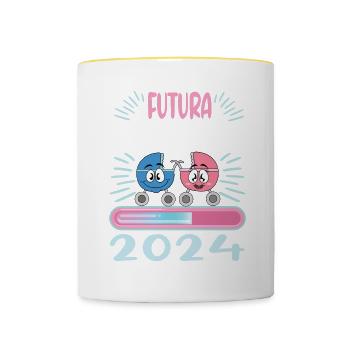 Schwester 2024 Hermana Mayor 2024 - Tasse zweifarbig - Weiß/Gelb - Vorne