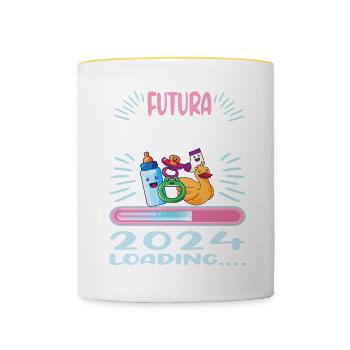 Tante 2024 Tante Werden 2024 - Tasse zweifarbig - Weiß/Gelb - Vorne