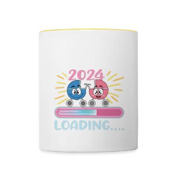 Schwester 2024 Hermana Mayor 2024 - Tasse zweifarbig - Weiß/Gelb - Vorne
