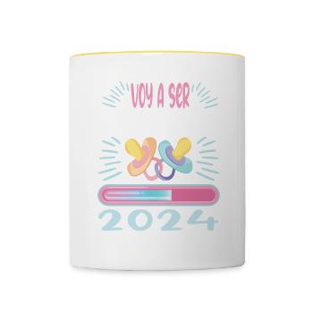 Schwester 2024 Hermana Mayor 2024 - Tasse zweifarbig - Weiß/Gelb - Vorne