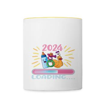 Nonna 2024 Loading Oma 2024 - Tasse zweifarbig - Weiß/Gelb - Vorne