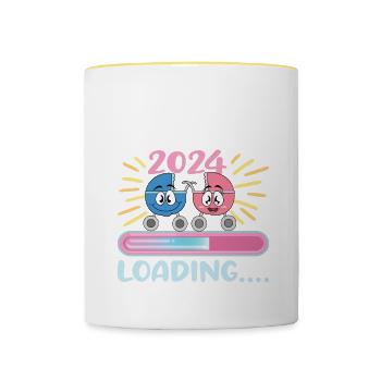 Nonna 2024 Loading Oma 2024 - Tasse zweifarbig - Weiß/Gelb - Vorne