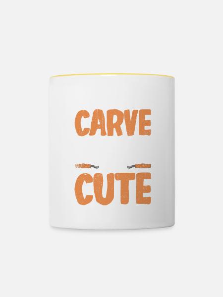 Holz schintzen Holzschnitzerei - Tasse zweifarbig - Weiß/Gelb