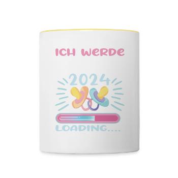 Mama 2024 werdende Mutter Schwangerschaft - Tasse zweifarbig - Weiß/Gelb - Vorne