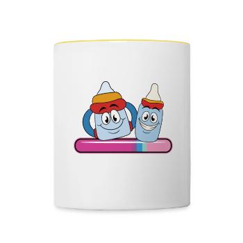 Cousine werden Cousine 2024 - Tasse zweifarbig - Weiß/Gelb - Vorne