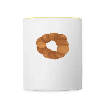 Bagel Geschenk Essen Bagel - Tasse zweifarbig - Weiß/Gelb - Vorne