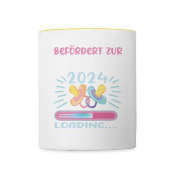 Mama 2024 werdende Mutter Schwangerschaft - Tasse zweifarbig - Weiß/Gelb - Vorne