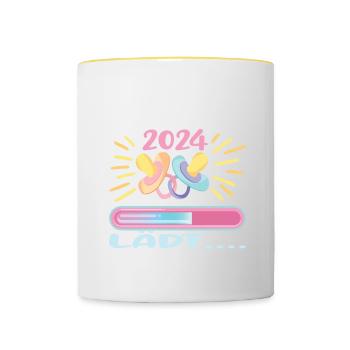 Mama 2024 werdende Mutter Schwangerschaft - Tasse zweifarbig - Weiß/Gelb - Vorne