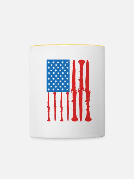 Klarinette 4. Juli USA - Tasse zweifarbig - Weiß/Gelb