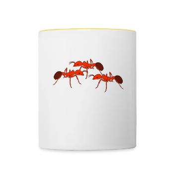 Antkeeping Ameisenzucht Ameisen - Tasse zweifarbig - Weiß/Gelb - Vorne