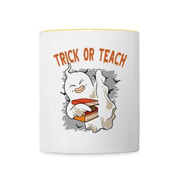 Funny Teacher Halloween Gifts - Contrasting Mug - white/yellow - Front