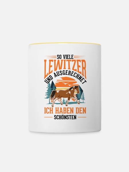 Lewitzer Pferd Reiterin - Tasse zweifarbig - Weiß/Gelb