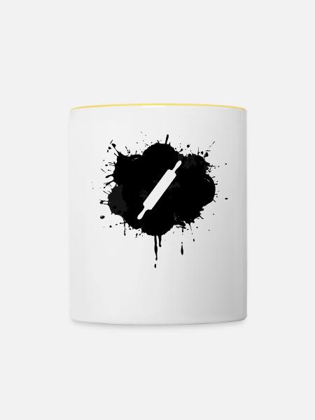 Nudelholz - Tasse zweifarbig - Weiß/Gelb