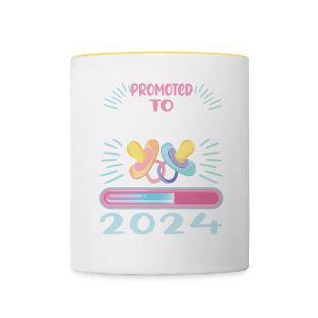 Maman 2024 Enceinte Maman Grossesse - Mug contrasté - blanc/jaune - Devant