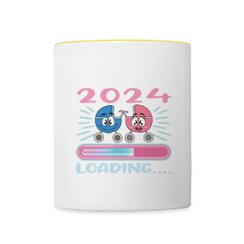 Maman 2024 Enceinte Maman Grossesse - Mug contrasté - blanc/jaune - Devant