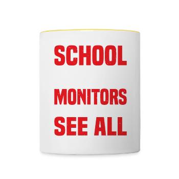 Moniteurs d’autobus scolaires, tout savoir et tout voir 12 - Mug contrasté - blanc/jaune - Devant