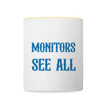 Moniteurs d’autobus scolaires, tout savoir et tout voir 13 - Mug contrasté - blanc/jaune - Devant