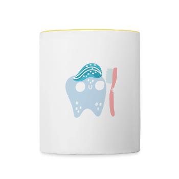 Diplôme d’étudiant dentiste en dentisterie dentaire - Mug contrasté - blanc/jaune - Devant