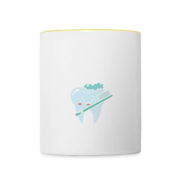 Diplôme d’étudiant dentiste en dentisterie dentaire - Mug contrasté - blanc/jaune - Devant
