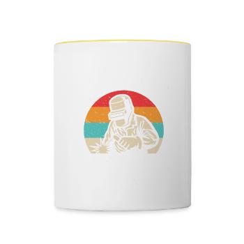 Soudure Dire Métallurgiste Soudeur Papa - Mug contrasté - blanc/jaune - Devant