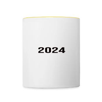 Pension 2024 Pensionärin 2024 Rente 2024 - Tasse zweifarbig - Weiß/Gelb - Vorne
