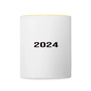 Pension 2024 Pensionärin 2024 Rente 2024 - Tasse zweifarbig - Weiß/Gelb - Vorne