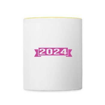 Pension 2024 Pensionärin 2024 Rente 2024 - Tasse zweifarbig - Weiß/Gelb - Vorne