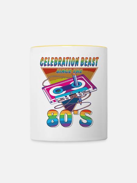 KASSETTE CELEBRATION BEAST 80ER - Tasse zweifarbig - Weiß/Gelb