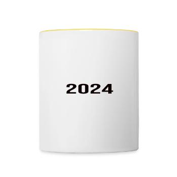 Pension 2024 Pensionärin 2024 Rente 2024 - Tasse zweifarbig - Weiß/Gelb - Vorne