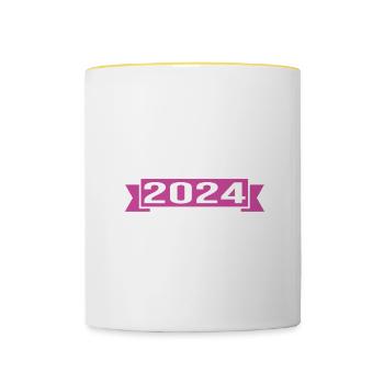 Pension 2024 Pensionärin 2024 Rente 2024 - Tasse zweifarbig - Weiß/Gelb - Vorne