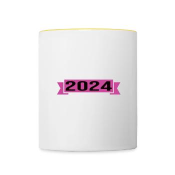 Pension 2024 Pensionärin 2024 Rente 2024 - Tasse zweifarbig - Weiß/Gelb - Vorne