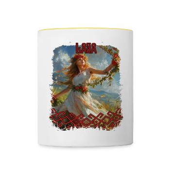 Divinité slave Lada Déesse Folklore Mythologie - Mug contrasté - blanc/jaune - Devant