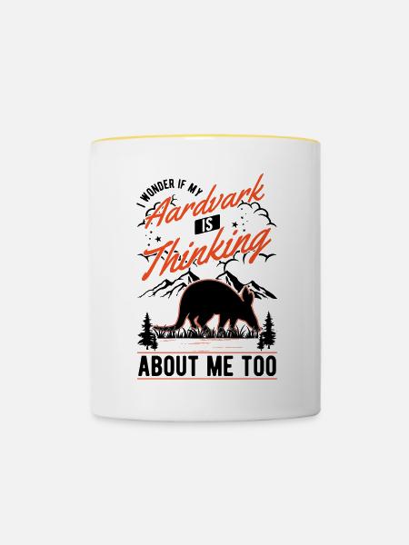 Erdferkel Geschenk Aardvark - Tasse zweifarbig - Weiß/Gelb