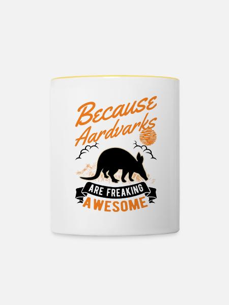 Erdferkel Geschenk Aardvark - Tasse zweifarbig - Weiß/Gelb