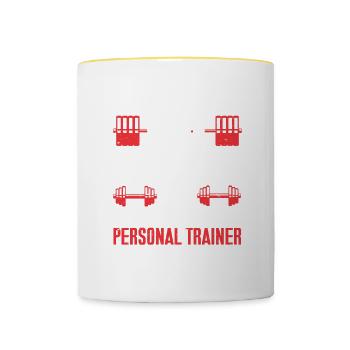Personal Trainer Coach Gym Workout Fitness Trainer - Contrasting Mug - white/yellow - Front