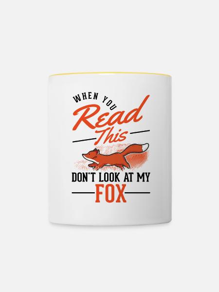 Fuchs Geschenk Rotfuchs - Tasse zweifarbig - Weiß/Gelb