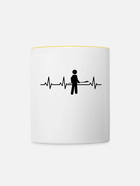 Bäcker Karikatur Herzschlag - Tasse zweifarbig - Weiß/Gelb