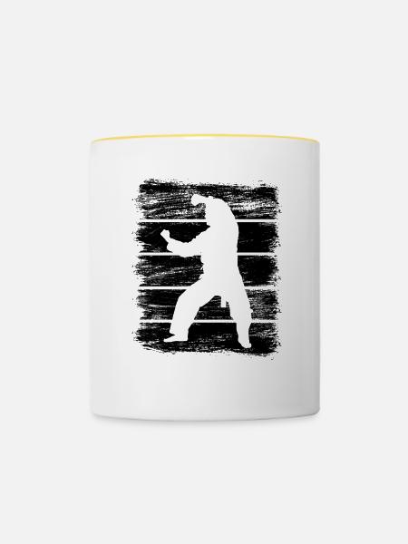 Karateka - Tasse zweifarbig - Weiß/Gelb