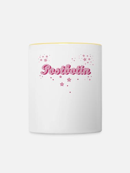 Postboten Abschluss-Geschenk Postbote Postbotin - Tasse zweifarbig - Weiß/Gelb