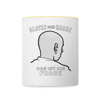 GLATZE ODER HAARE DAS IST DIE FRAGE - Tasse zweifarbig - Weiß/Gelb - Vorne